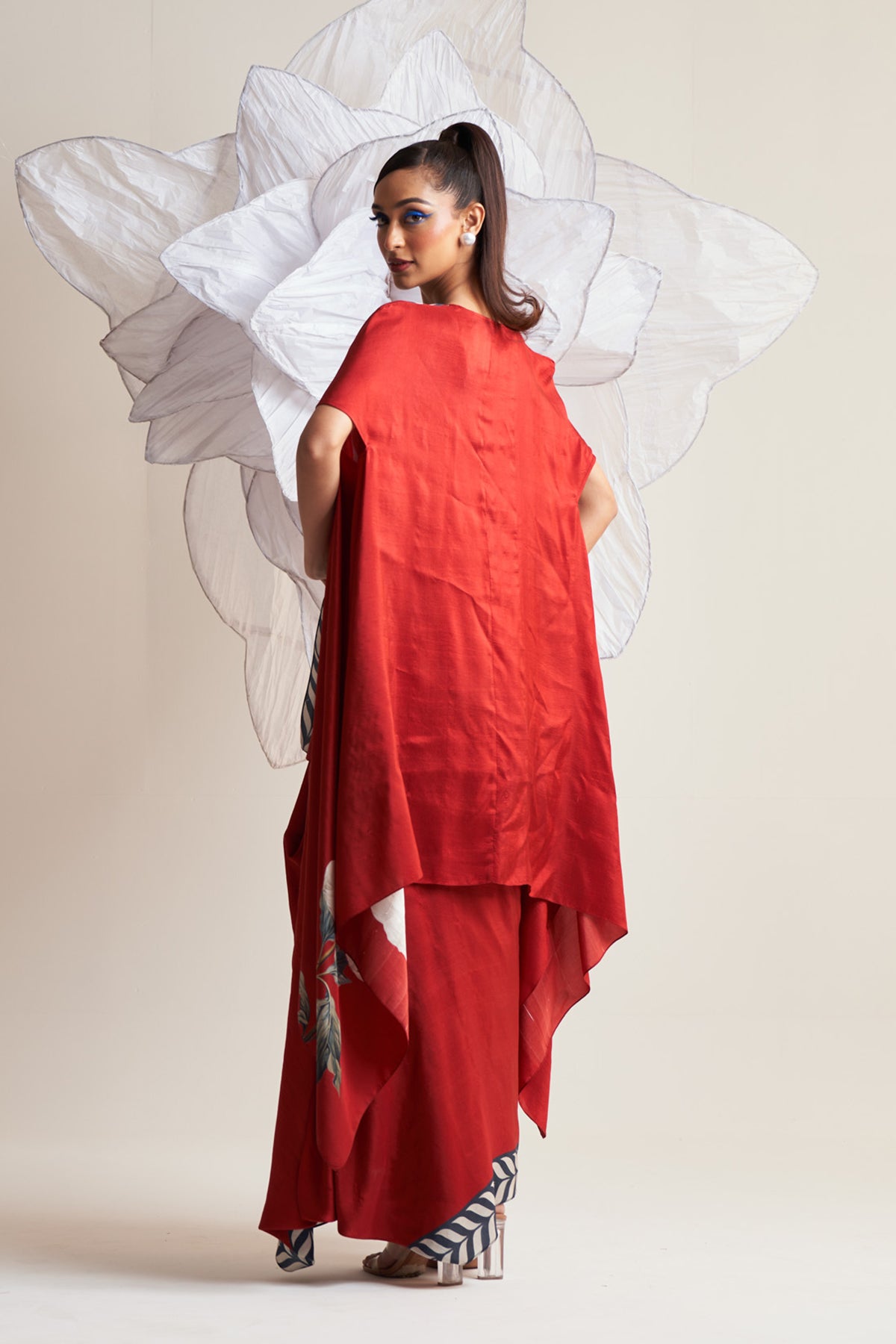 Co-ord set with cape and drape skirt