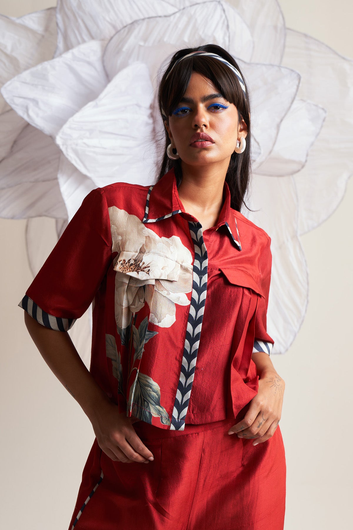 Front pleat detail shirt