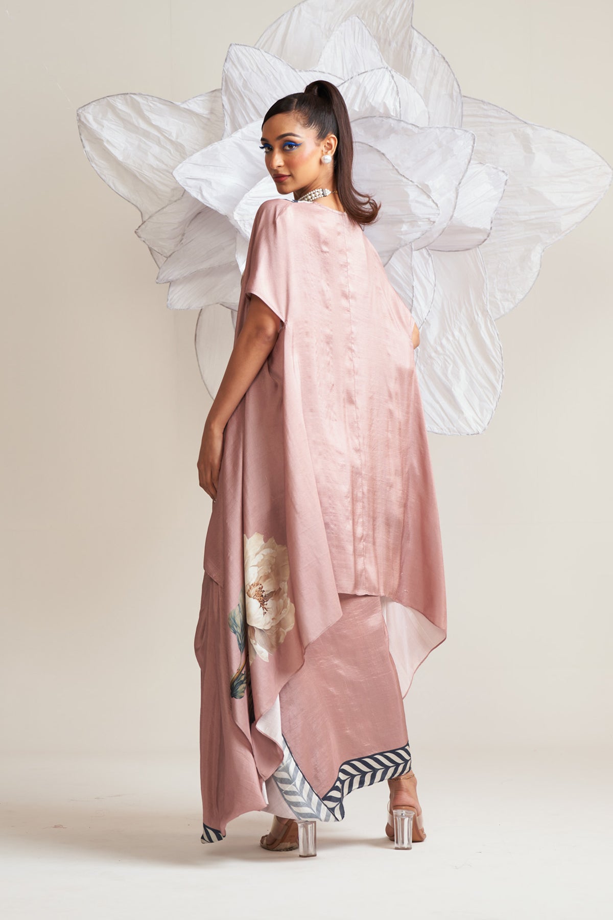 Co-ord set with cape and drape skirt