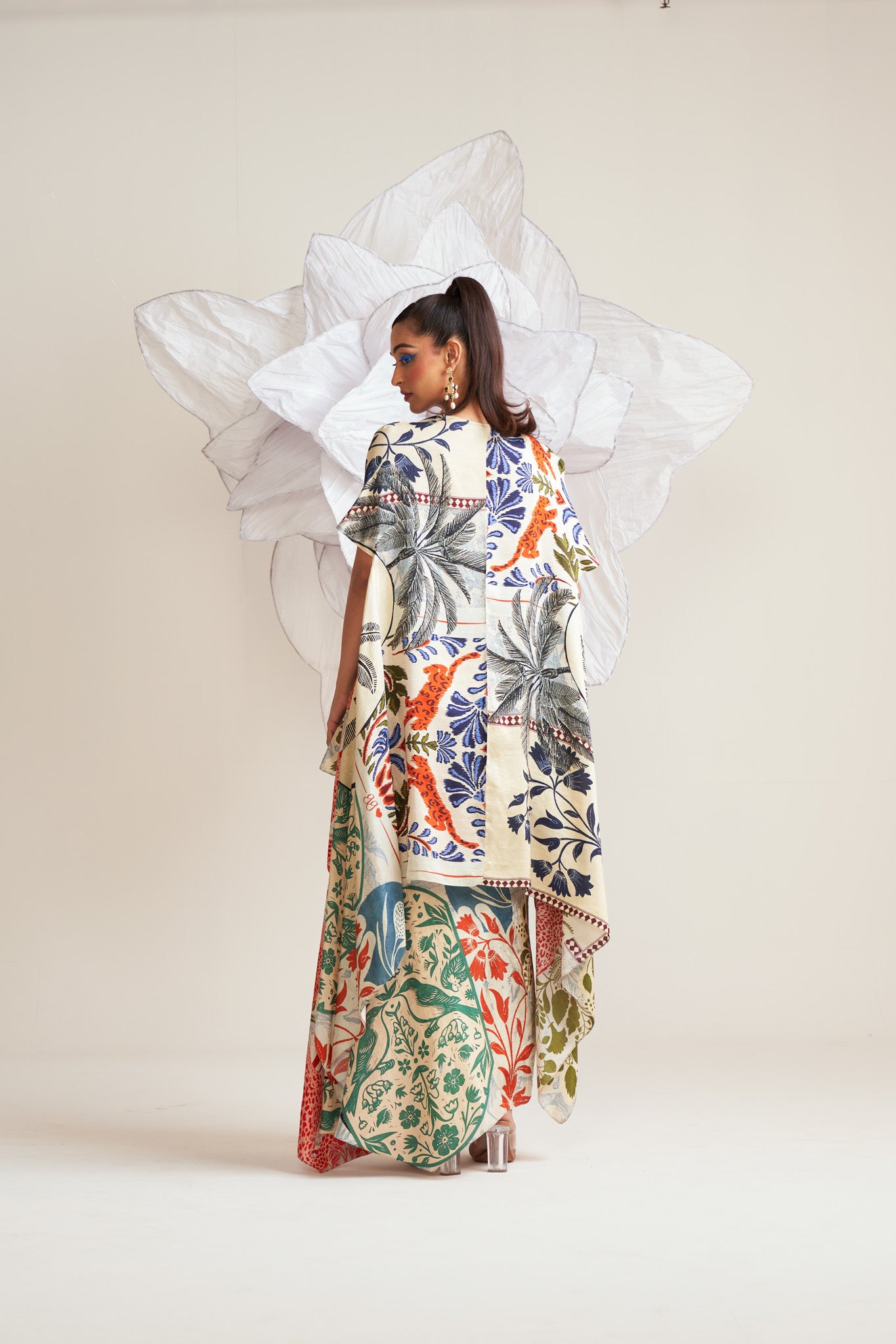 Co-ord set with cape and drape skirt