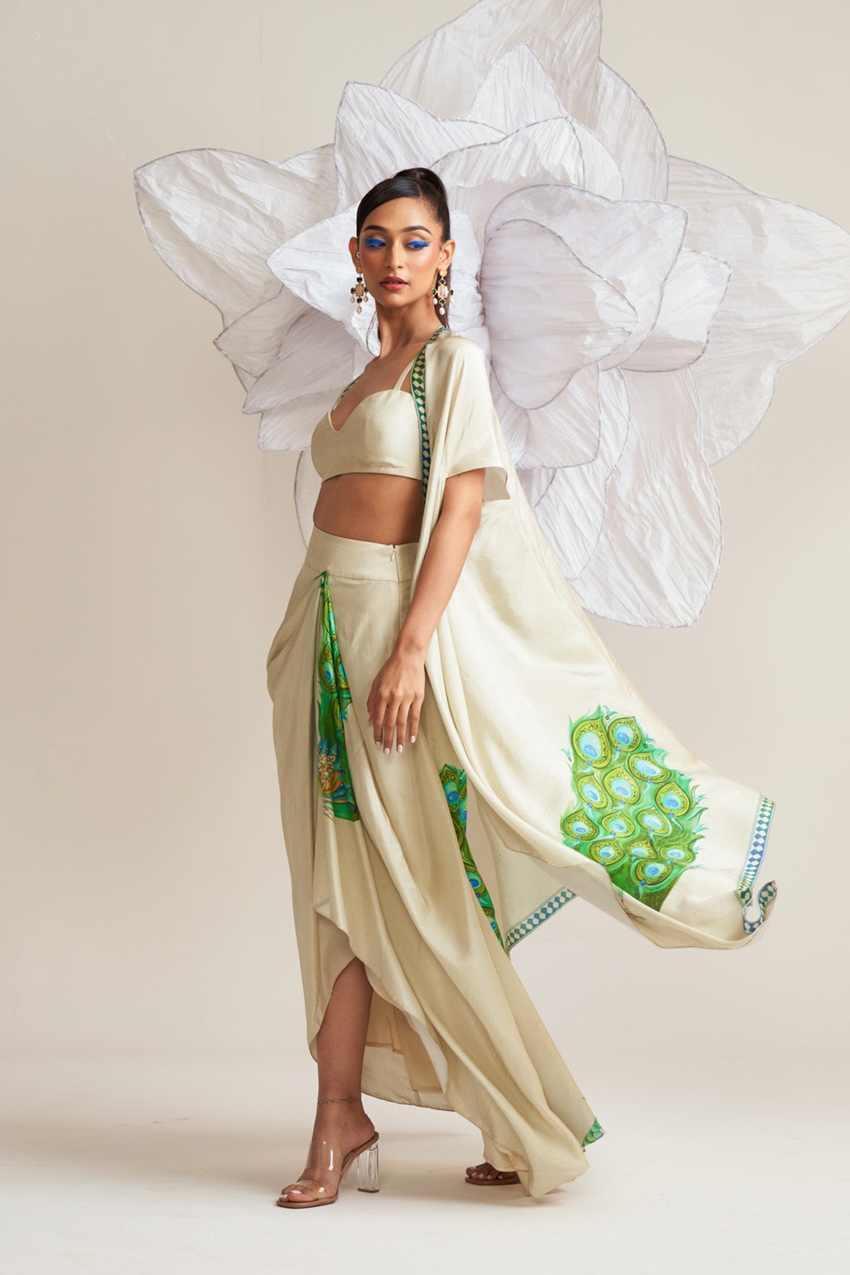 Co-ord set with cape and drape skirt