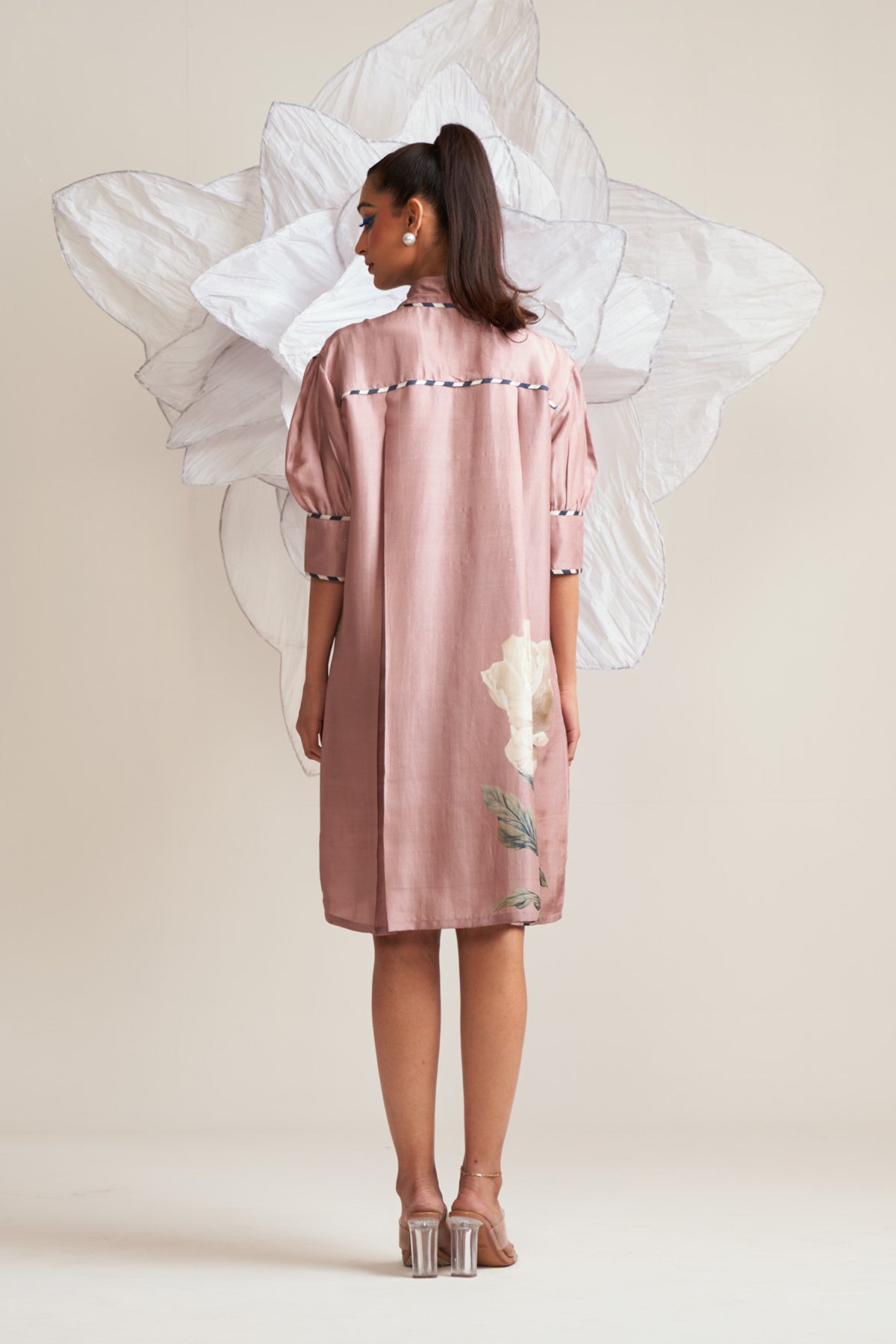 Box yoke pleated dress