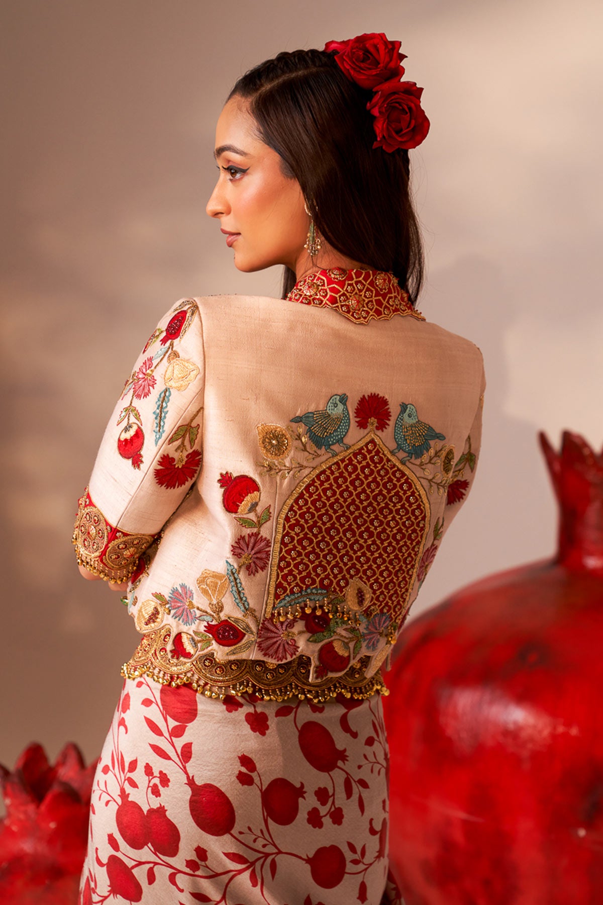 Overlap jacket and drape skirt set