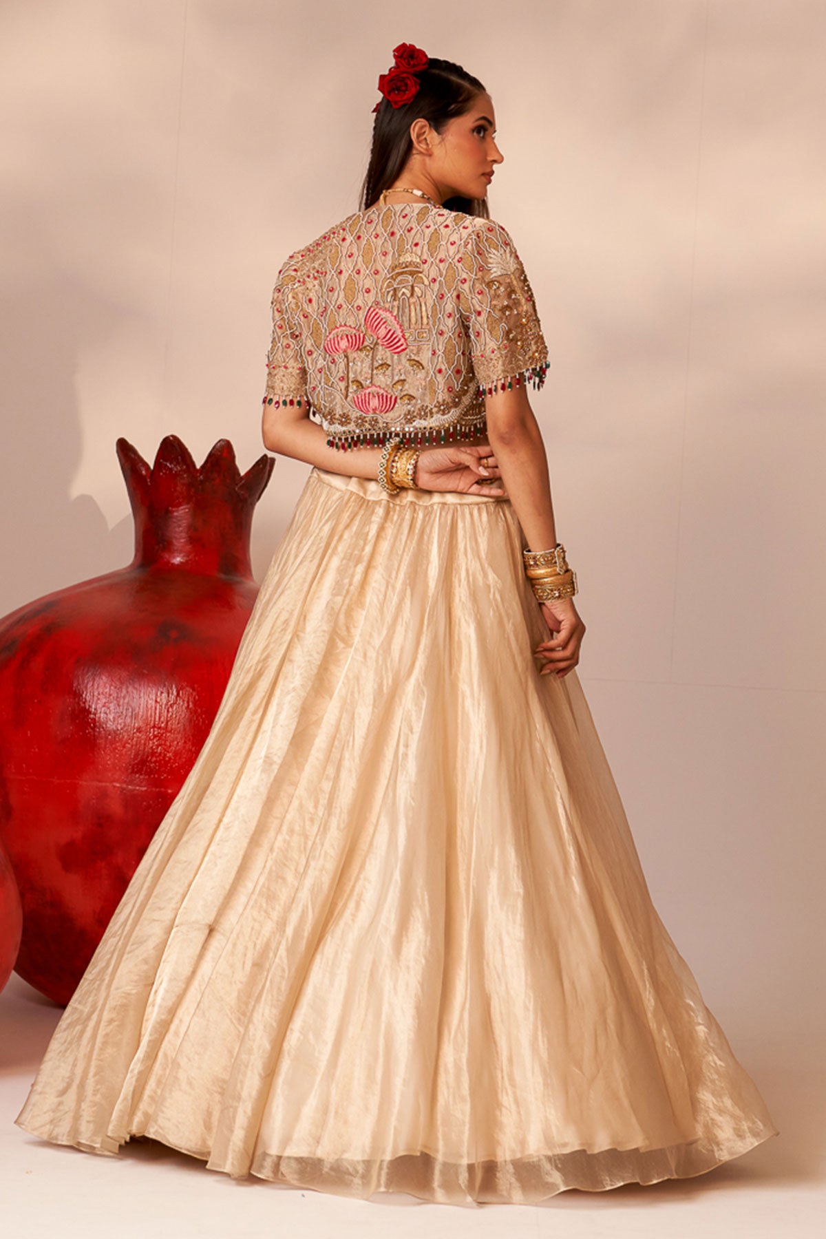 Gold jacket lehenga set
