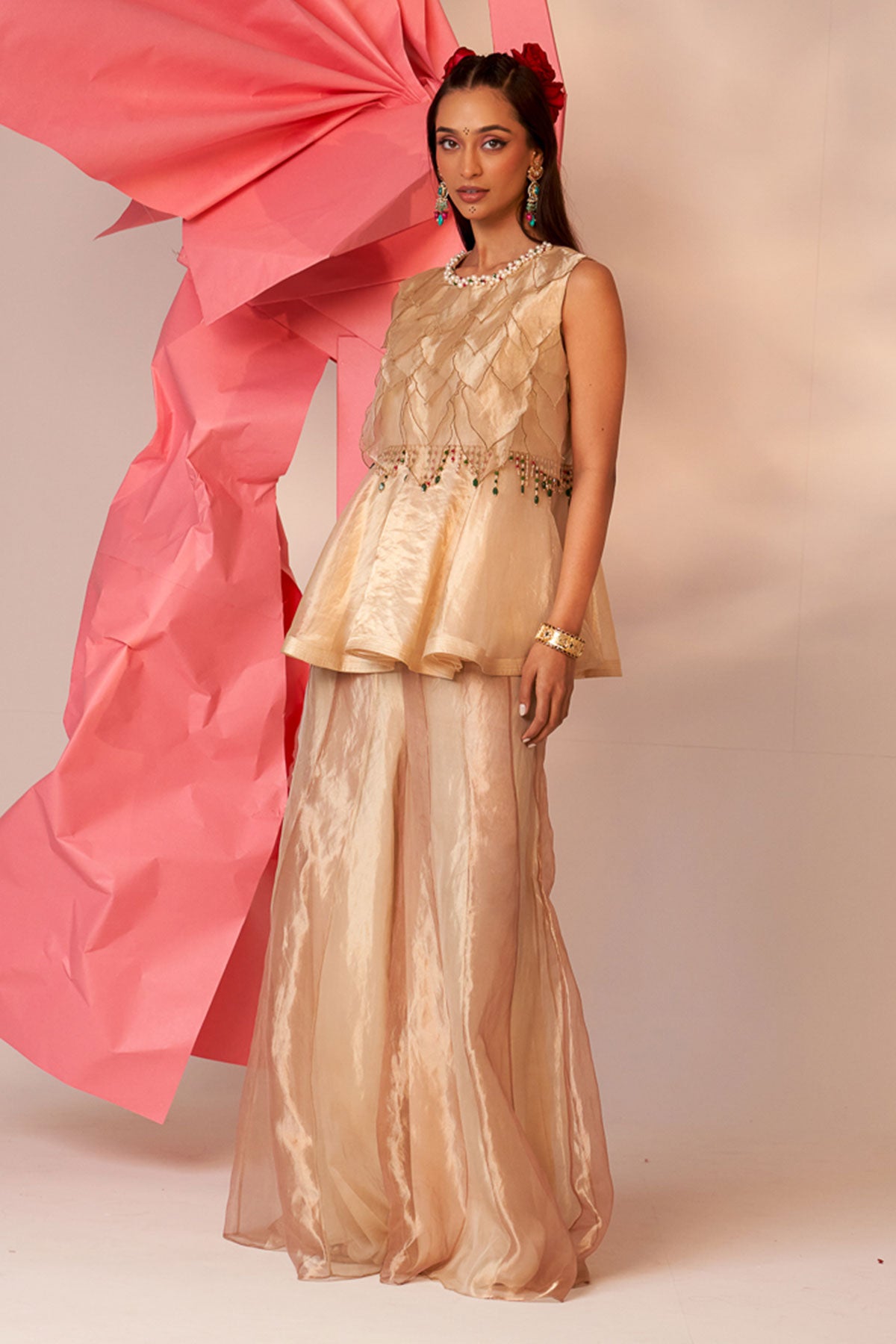 Gold scallop top sharara