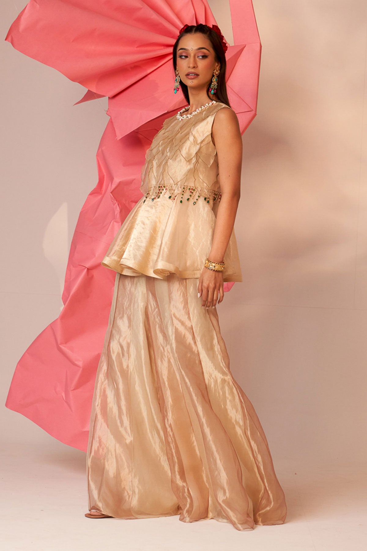 Gold scallop top sharara