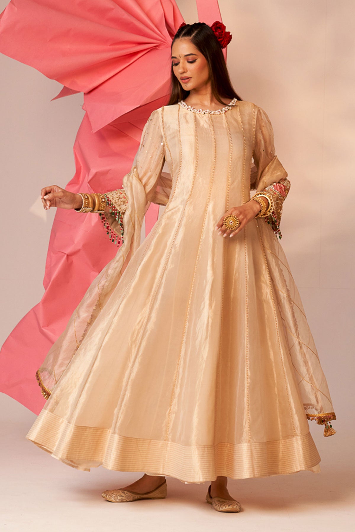 Gold anarkali set