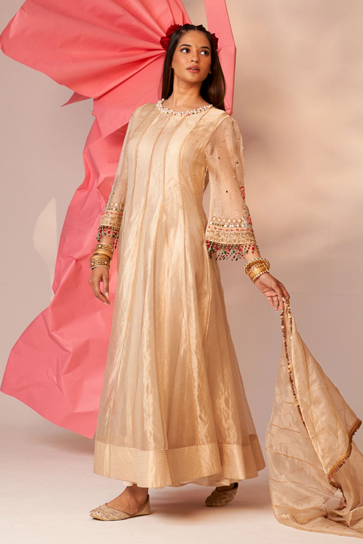 Gold anarkali set