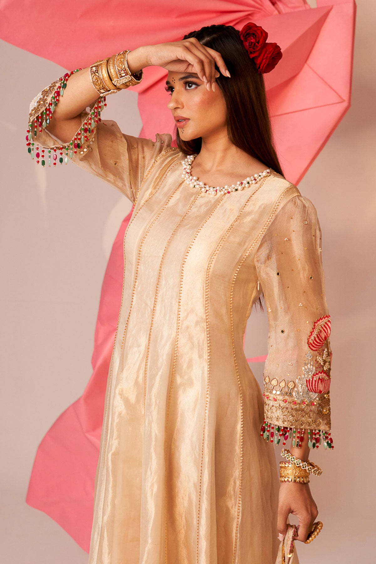 Gold anarkali set