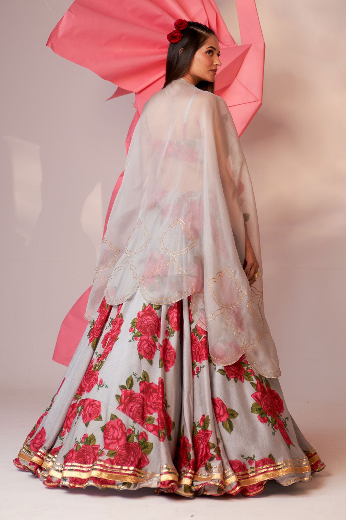 Cape and printed skirt set