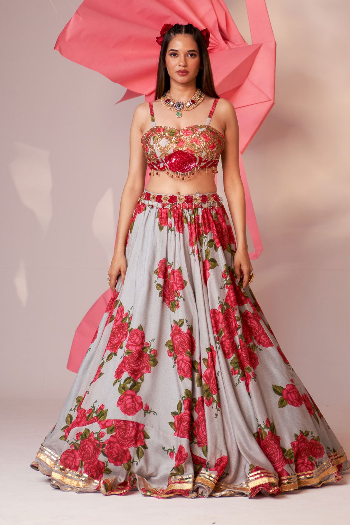 Cape and printed skirt set