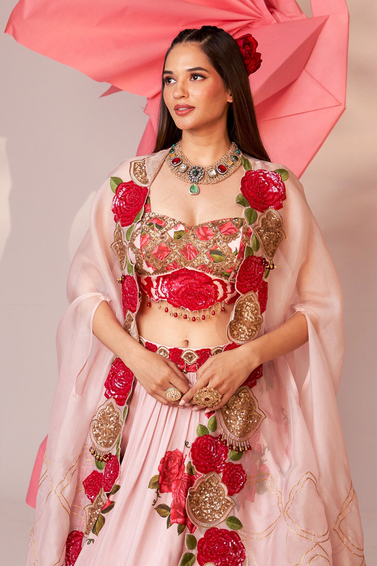 Cape and printed skirt set