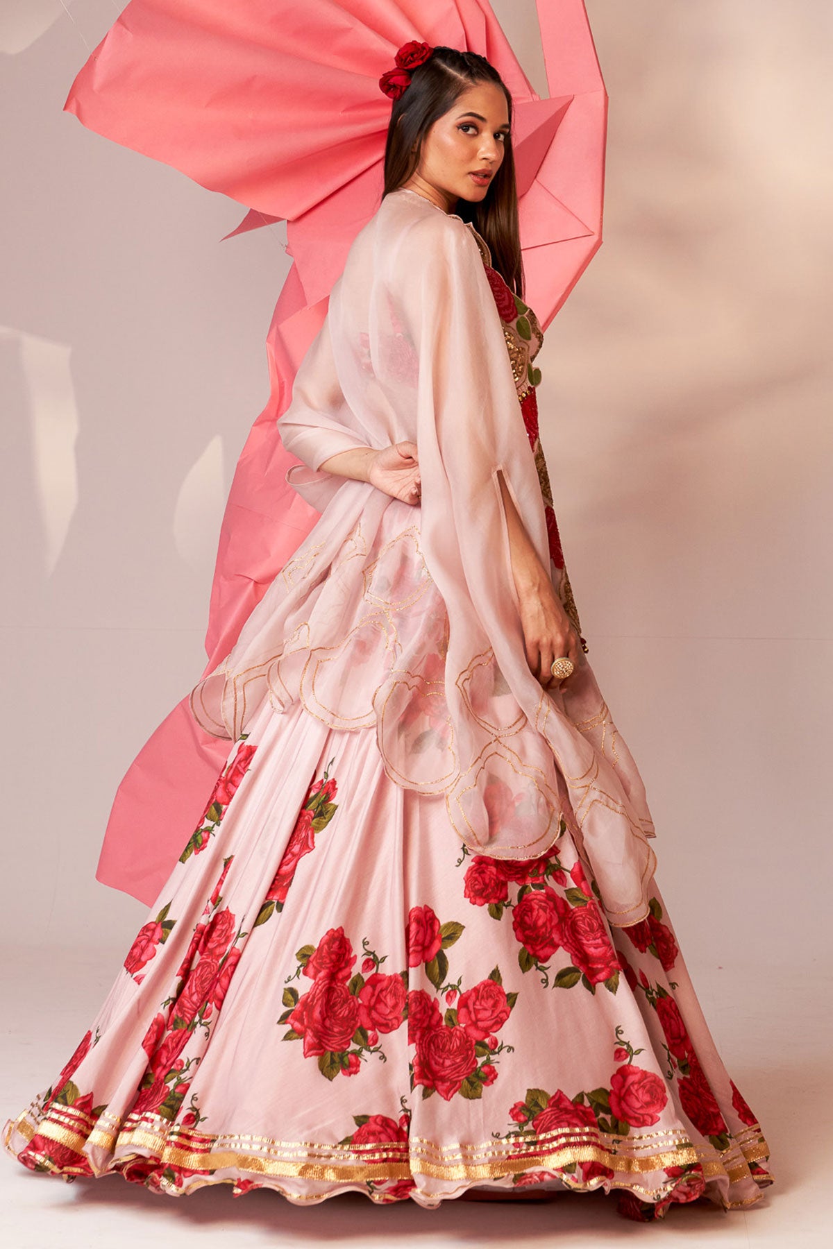Cape and printed skirt set