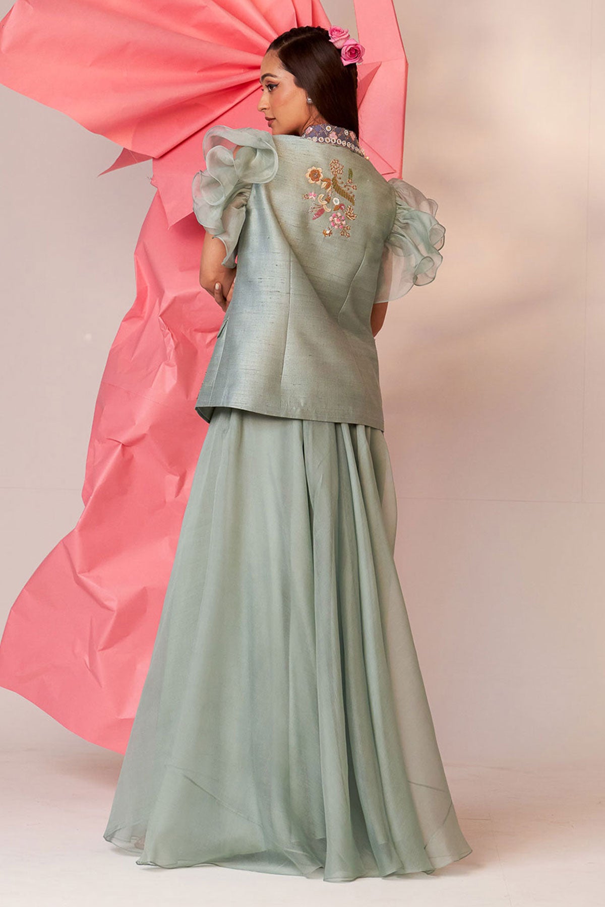 Frill jacket sharara set