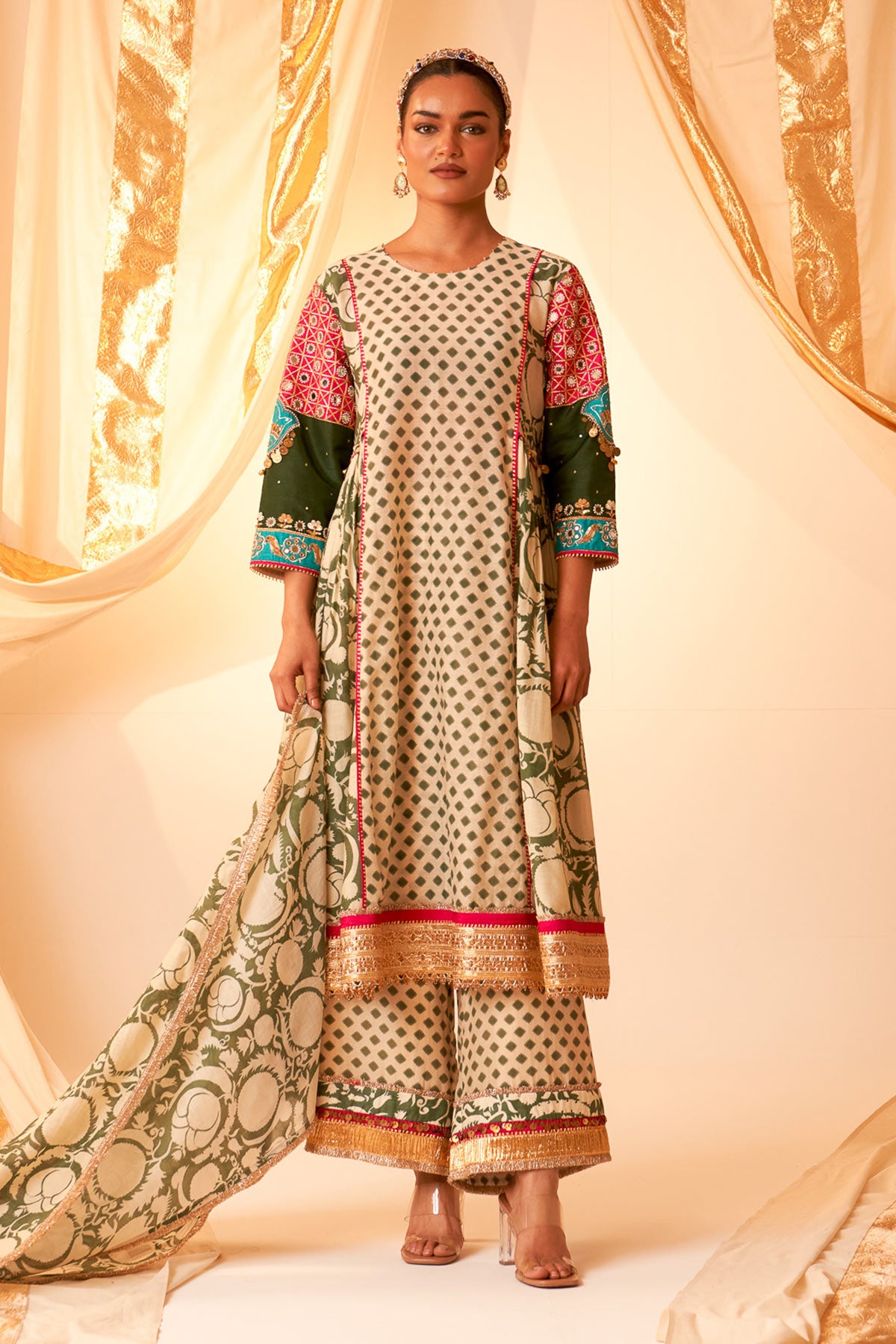 Sleeve Embellished Kurta Set