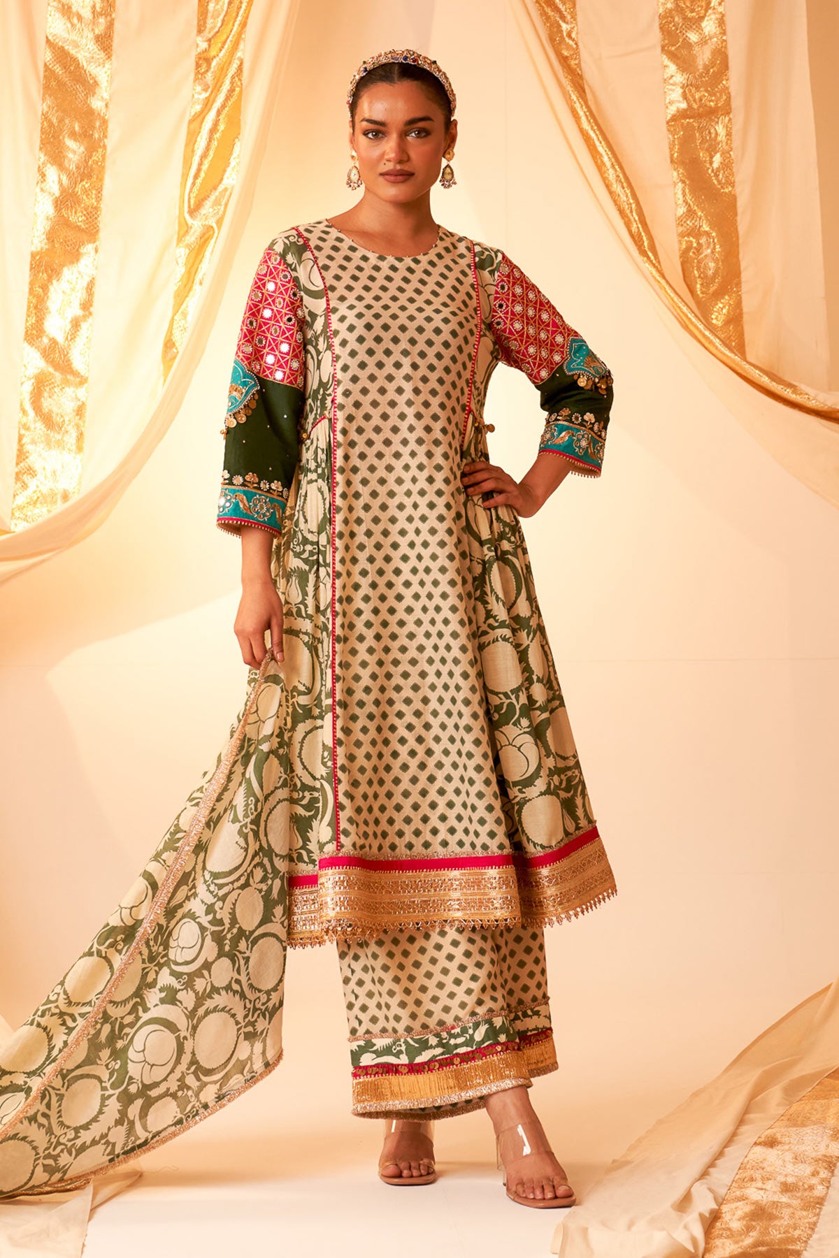 Sleeve Embellished Kurta Set