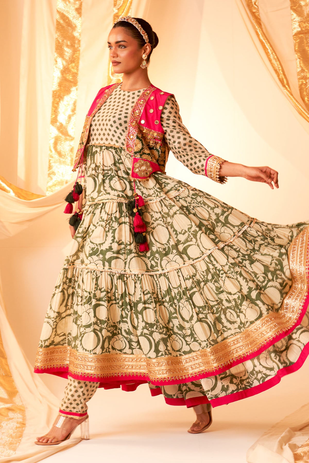 Layered Anarkali With Jacket
