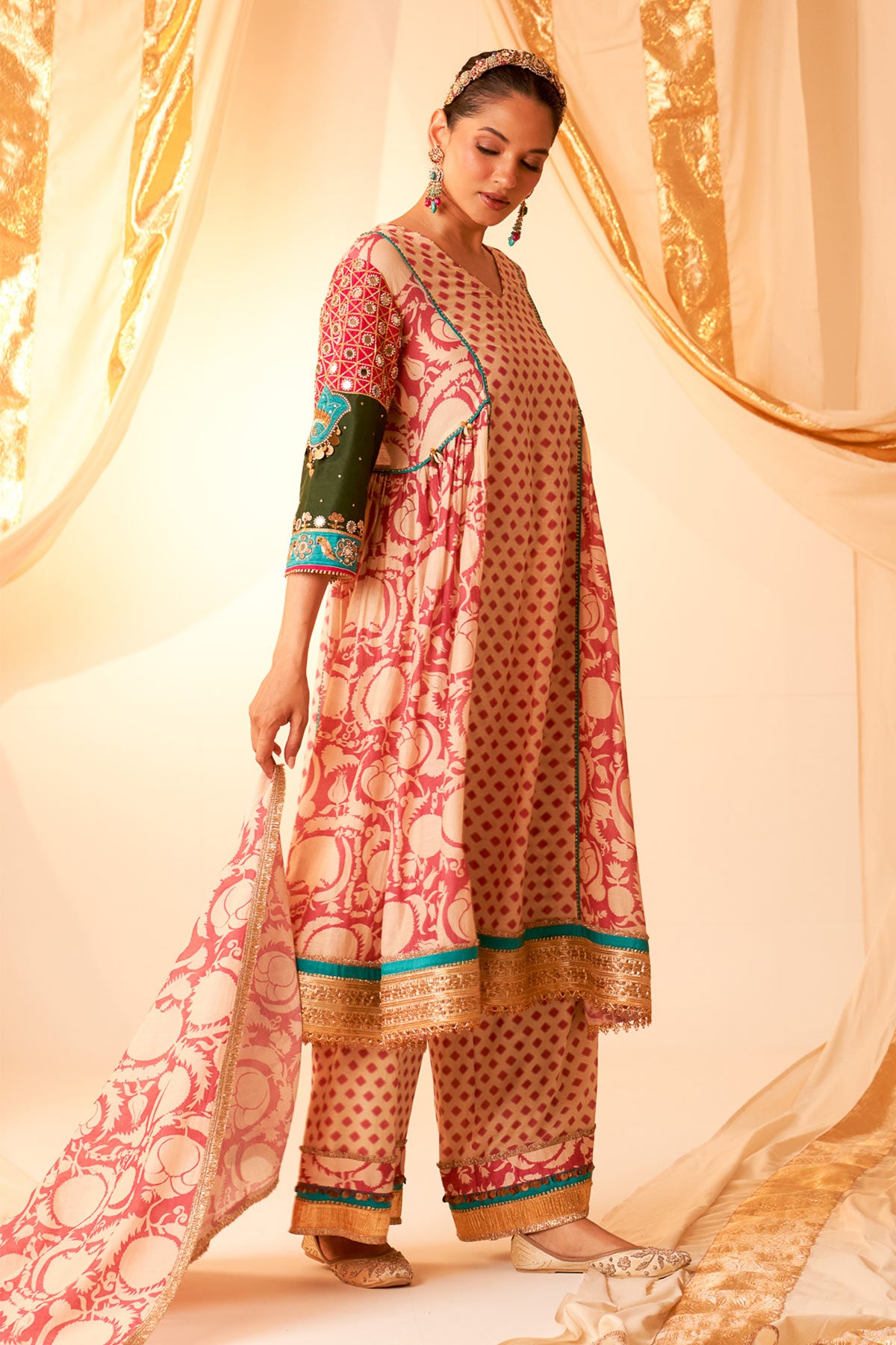 Sleeve Embellished Kurta Set