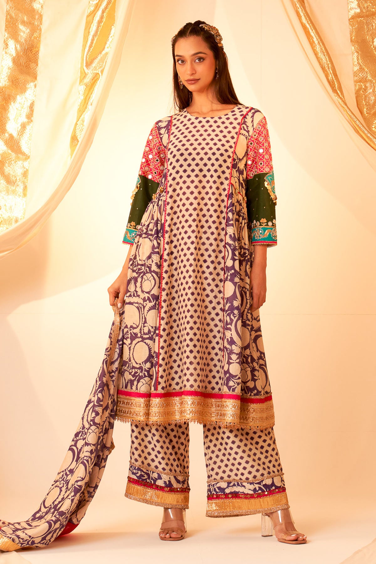 Sleeve Embellished Kurta Set