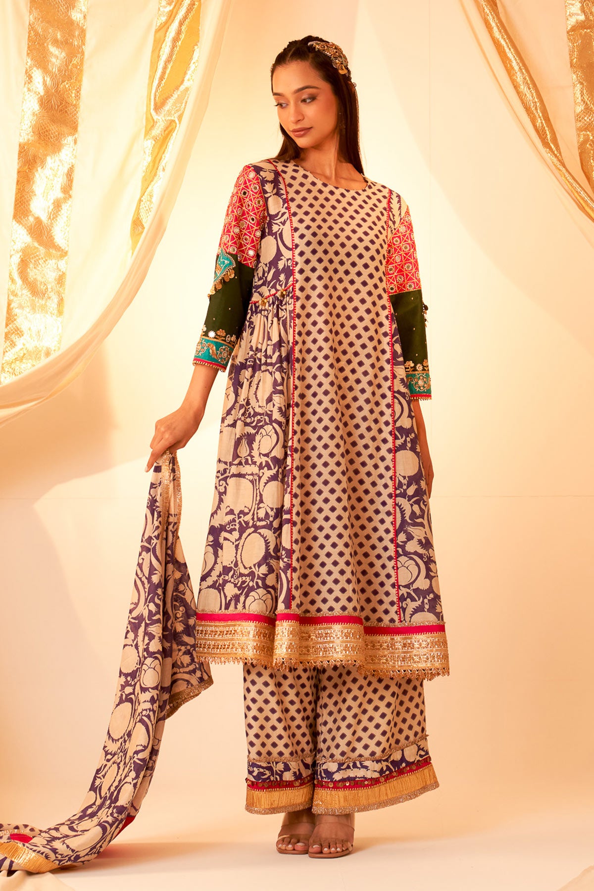 Sleeve Embellished Kurta Set