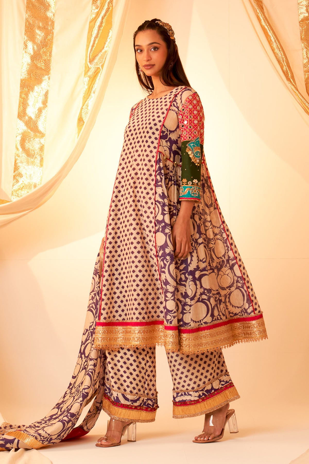 Sleeve Embellished Kurta Set