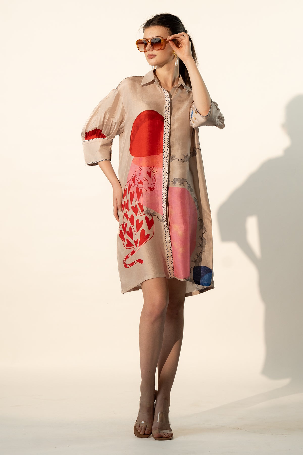 BOXY YOKE PLEATED DRESS