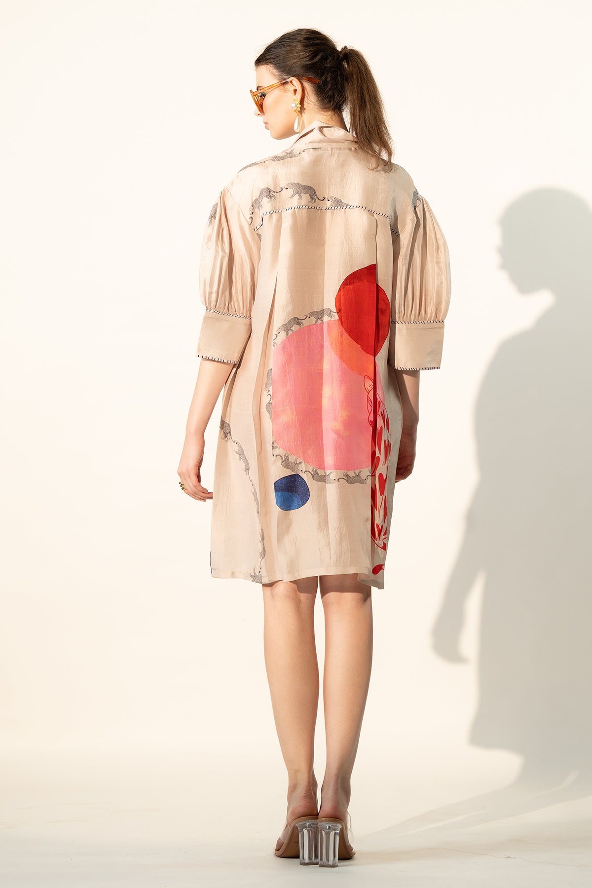BOXY YOKE PLEATED DRESS