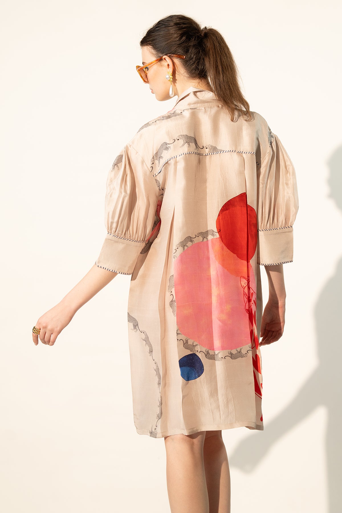 BOXY YOKE PLEATED DRESS