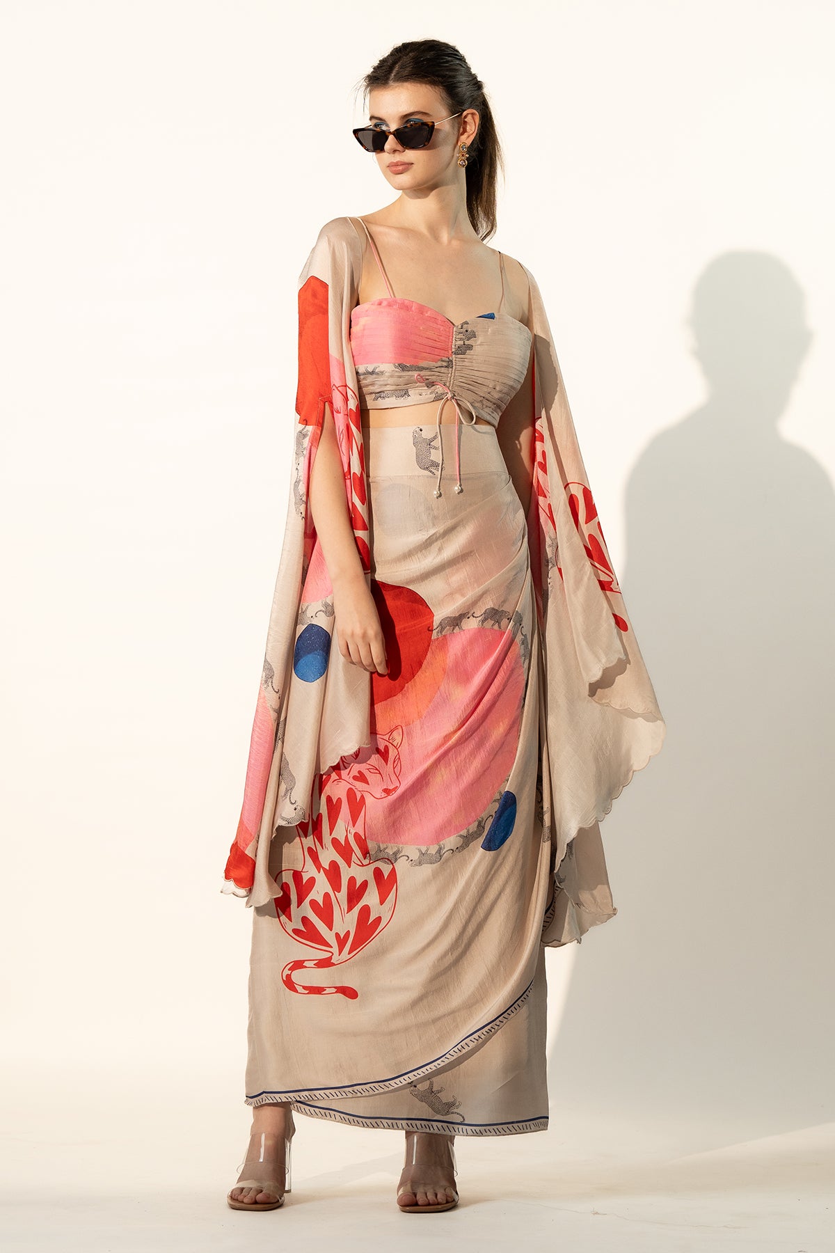 Blouse & Drape Skirt Co-Ord Set