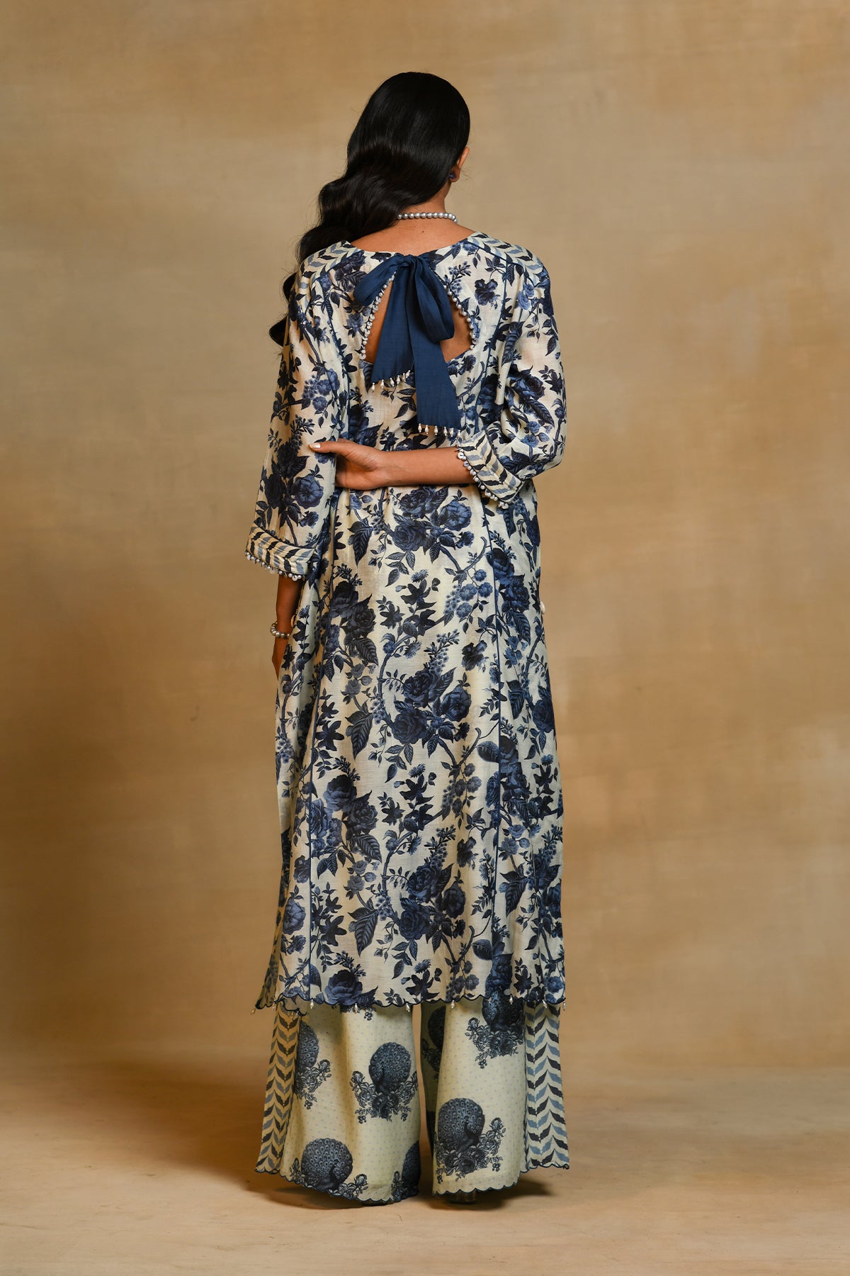 Chandni Blue Floral Peacock York Kurta Set