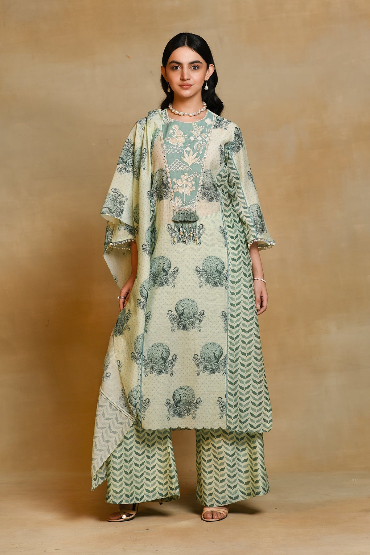 Chandni Sage Green Garden Kurta Set