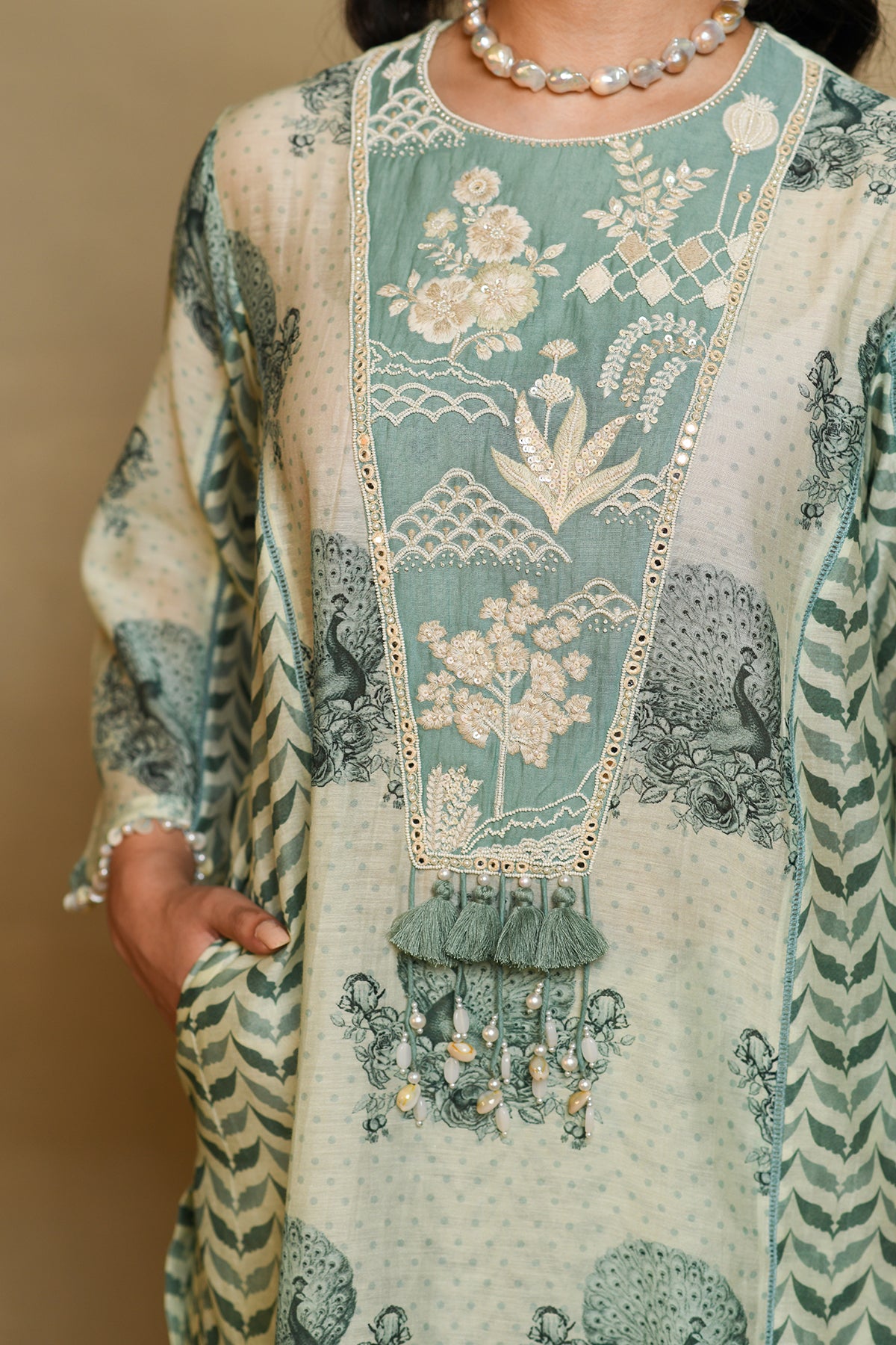 Chandni Sage Green Garden Kurta Set