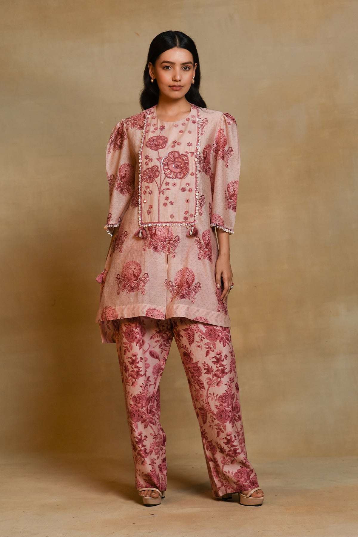 Chandni Pink Floral 3D York Kurta Set