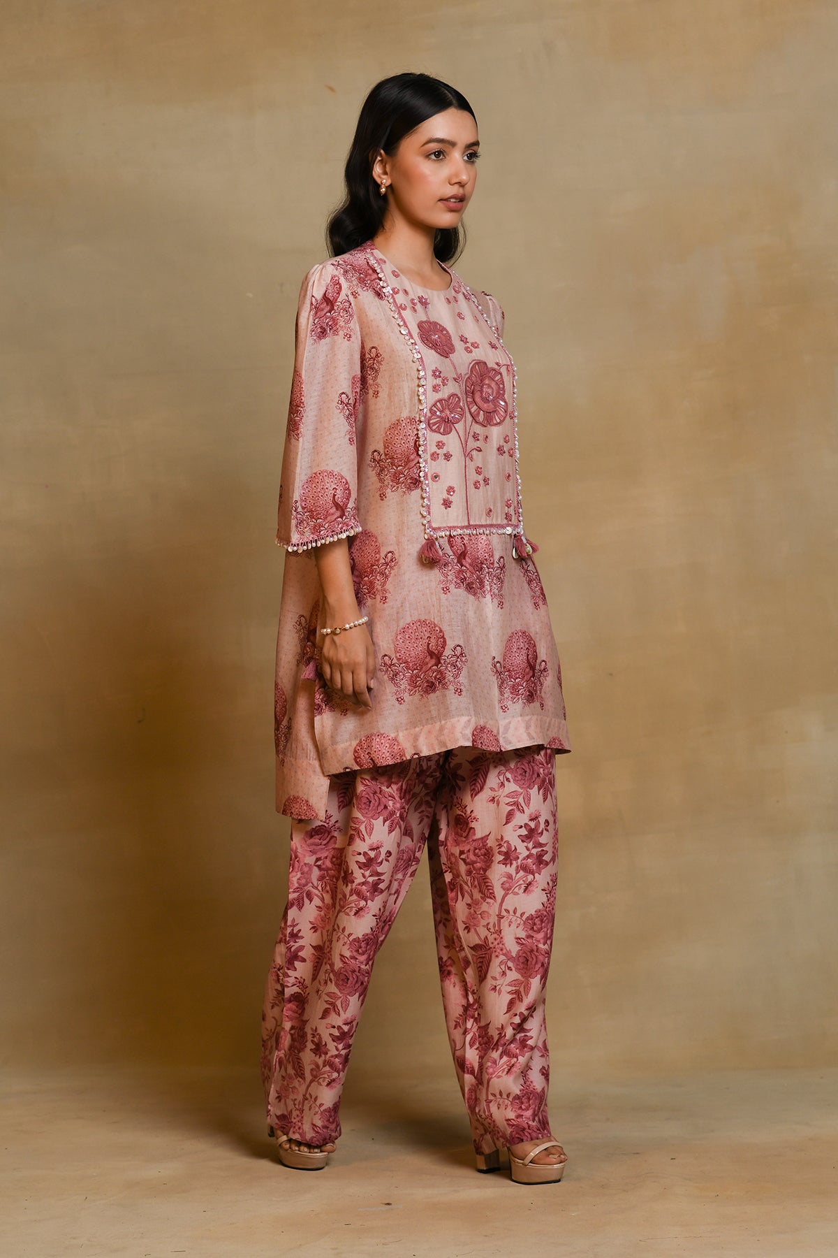 Chandni Pink Floral 3D York Kurta Set