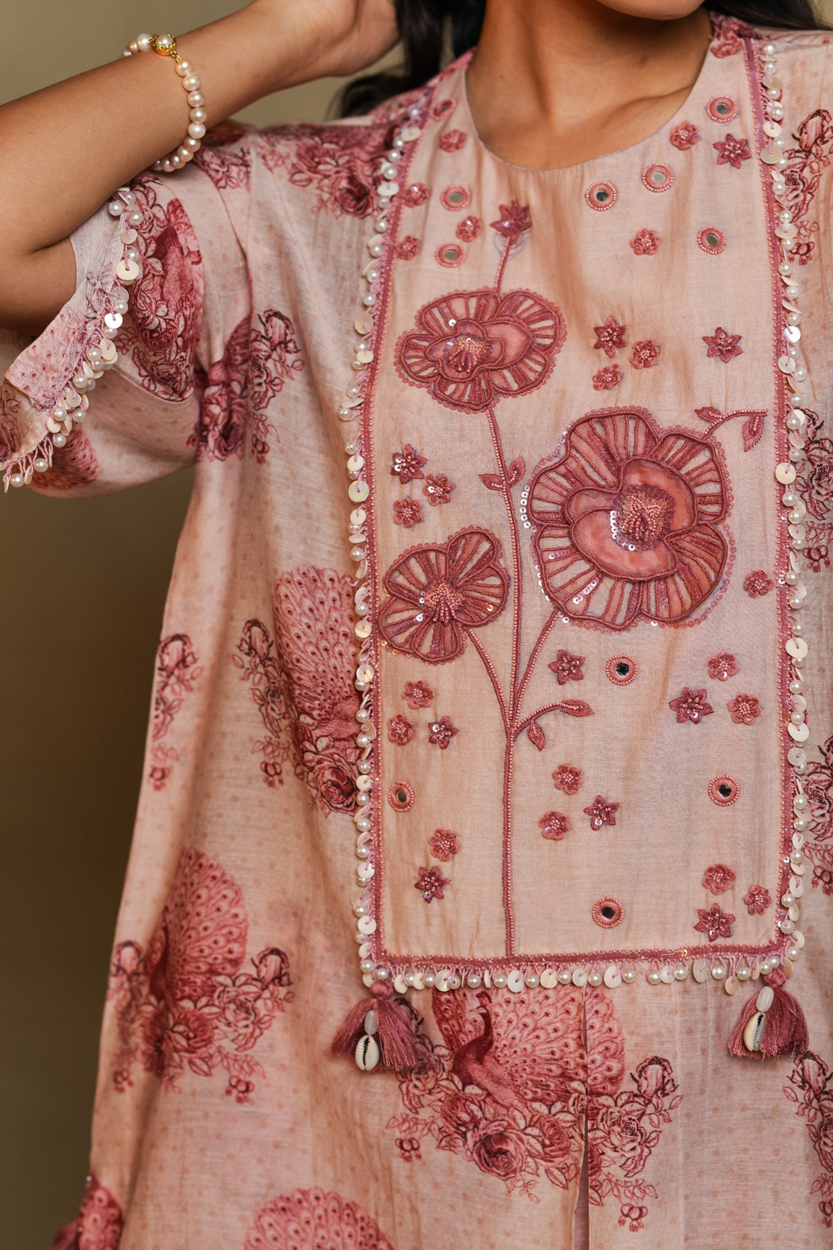 Chandni Pink Floral 3D York Kurta Set