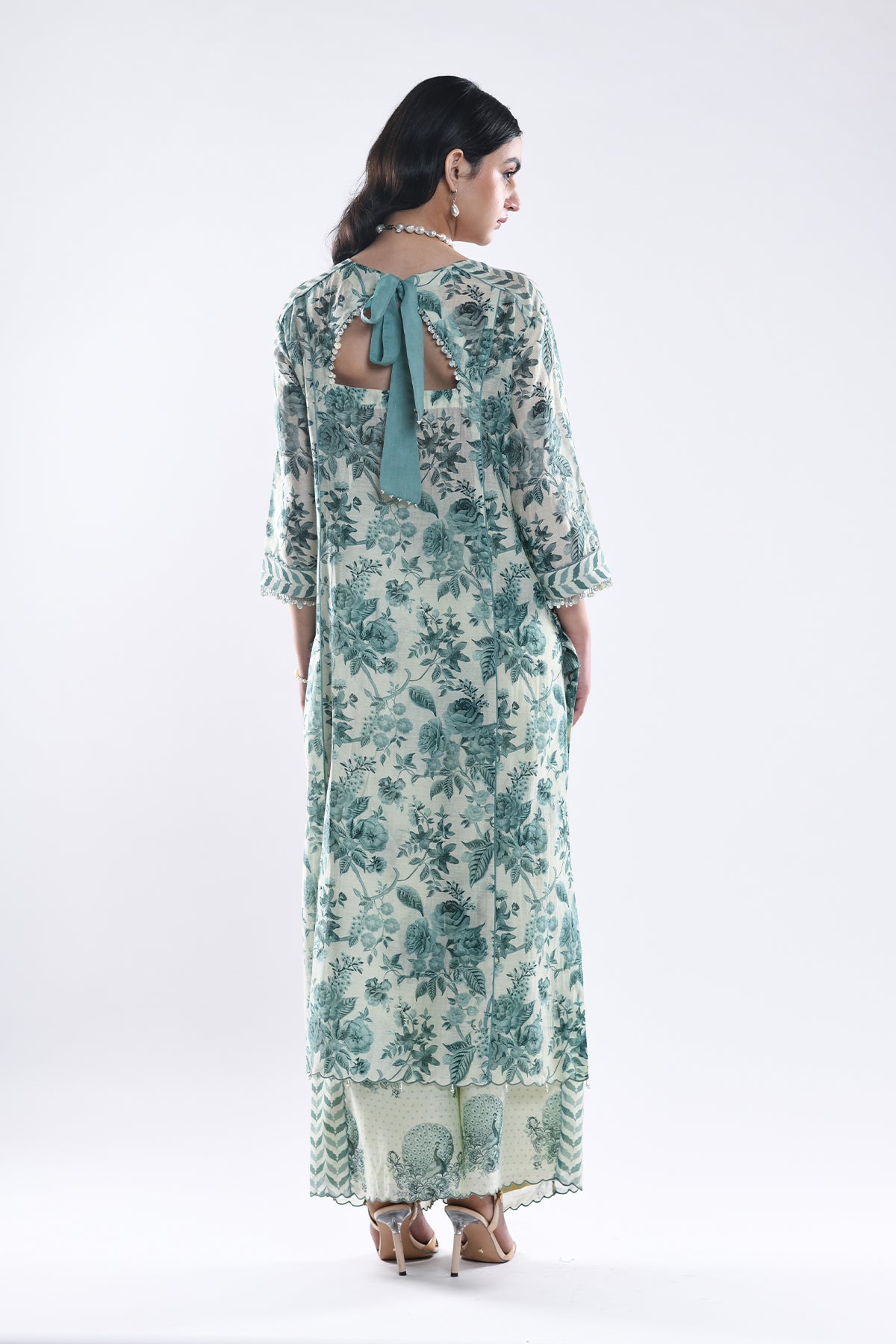 Chandni Sage Green Floral Peacock York Kurta Set