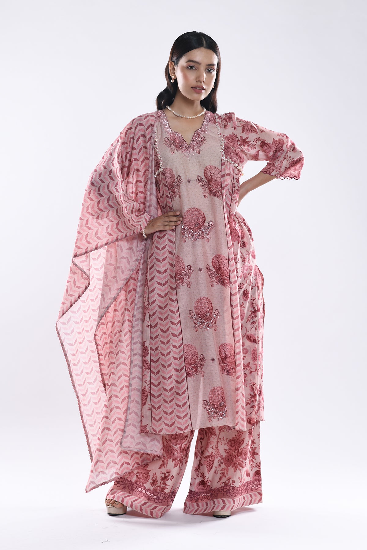 Chandni Pink Sequin Kalidaar Kurta