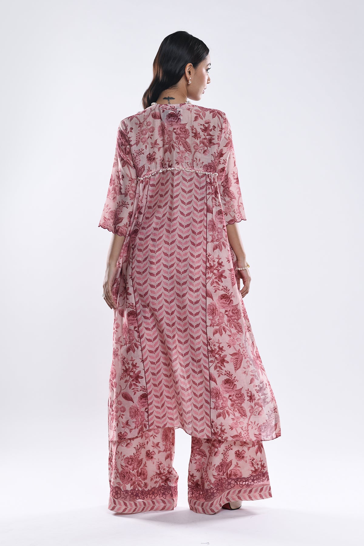 Chandni Pink Sequin Kalidaar Kurta