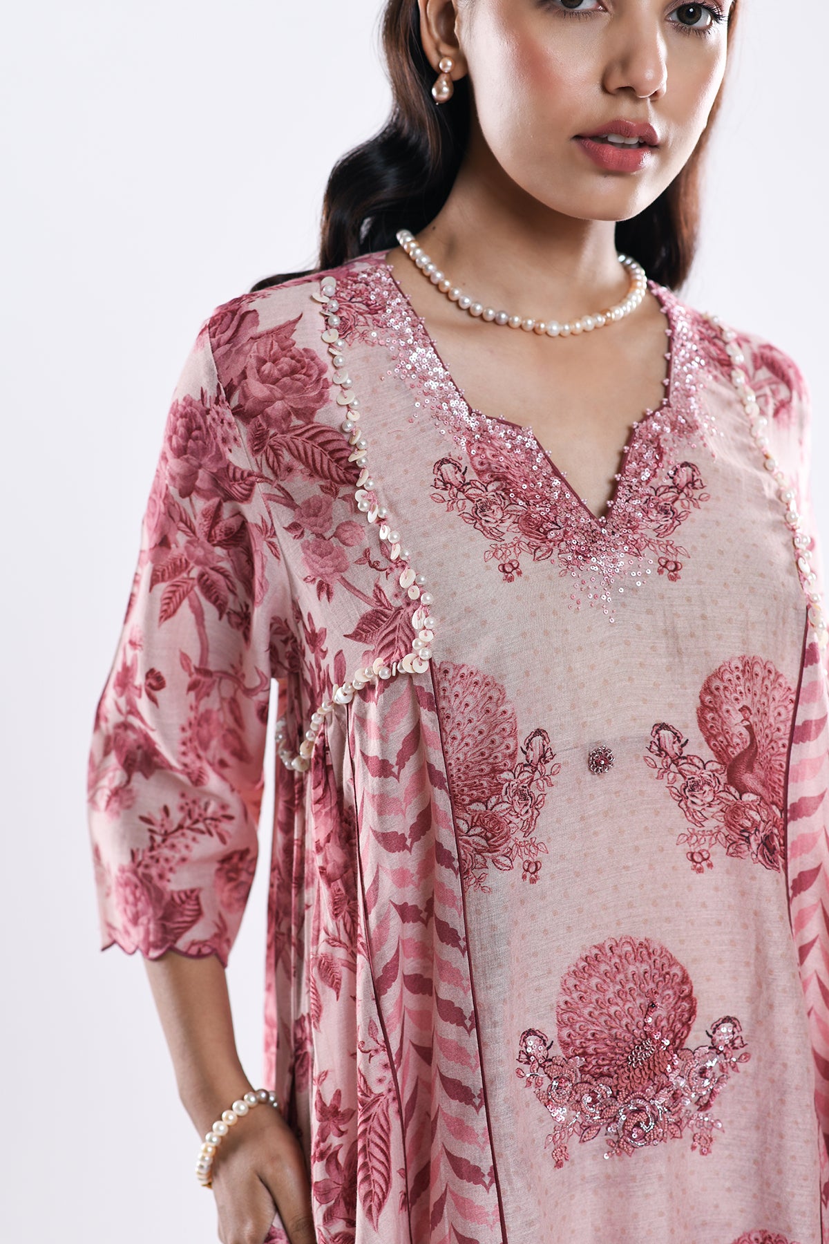 Chandni Pink Sequin Kalidaar Kurta