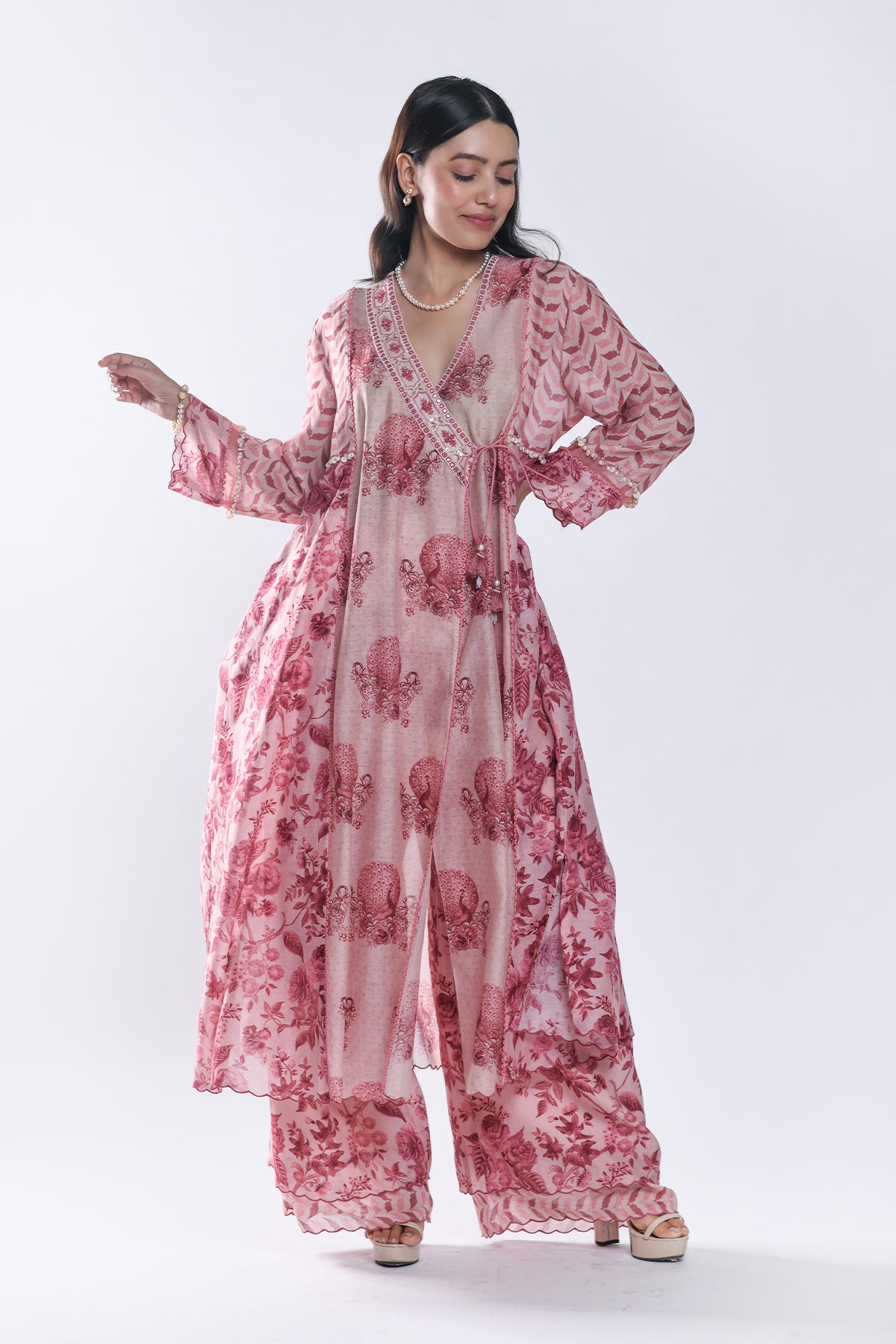 Chandni Pink Angrakha Kurta Set