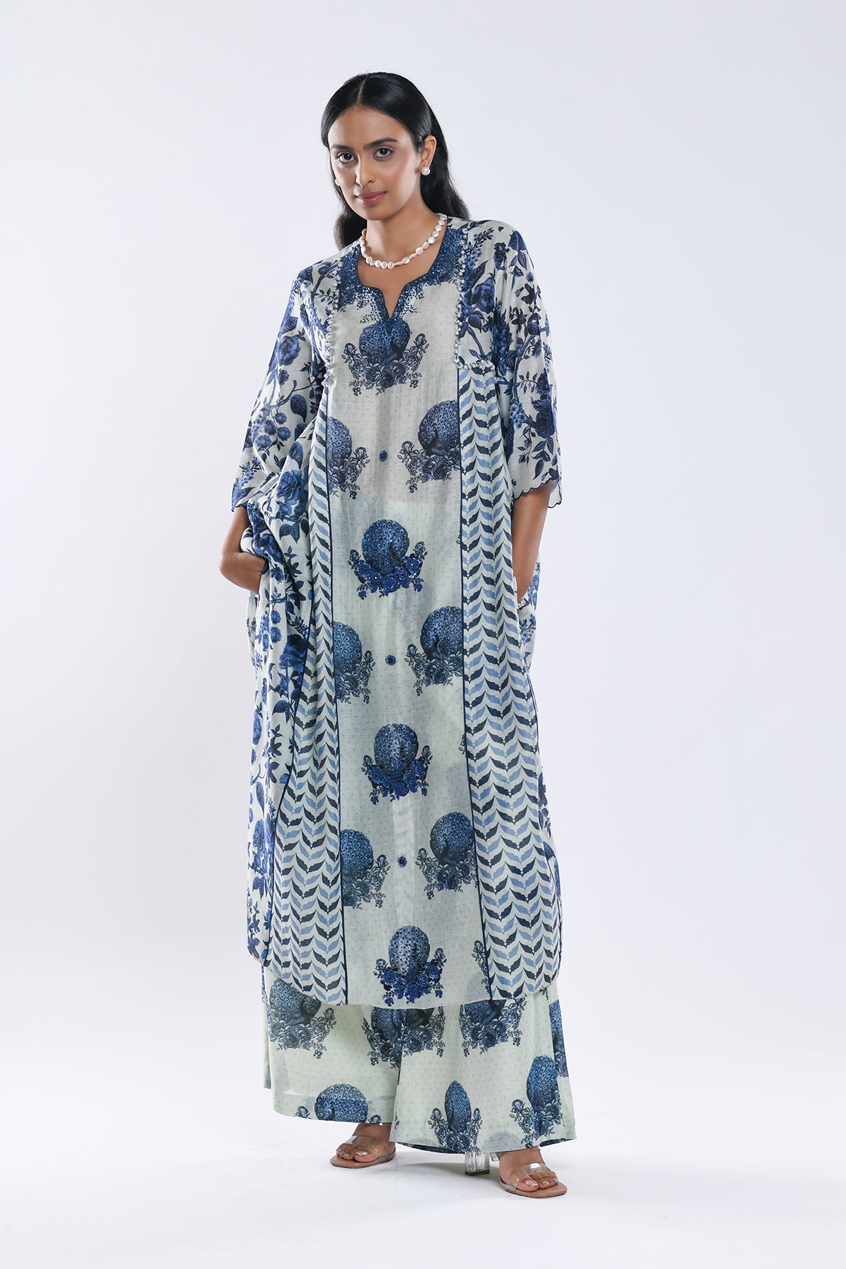 Chandni Blue Sequin Kalidaar Kurta