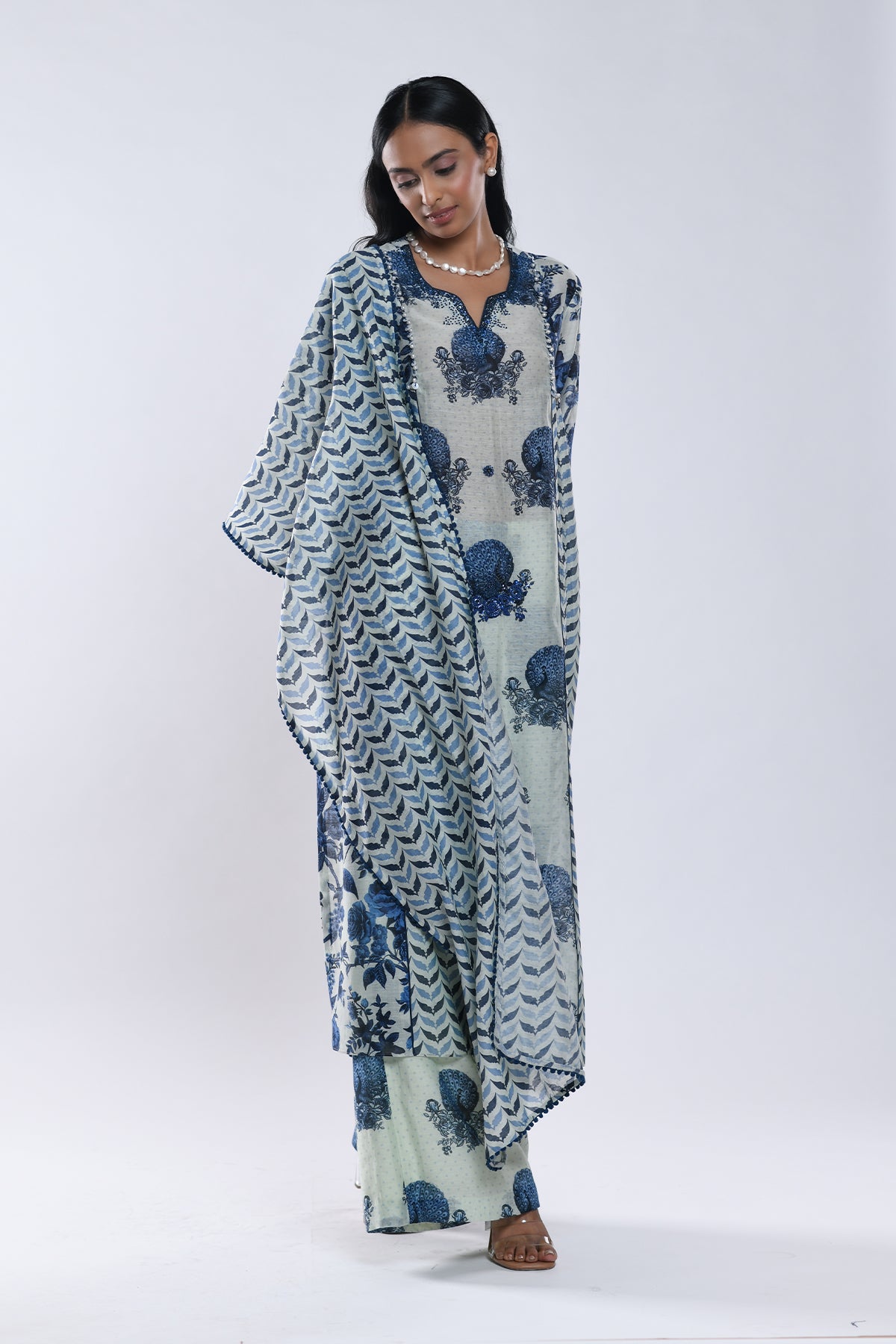 Chandni Blue Sequin Kalidaar Kurta
