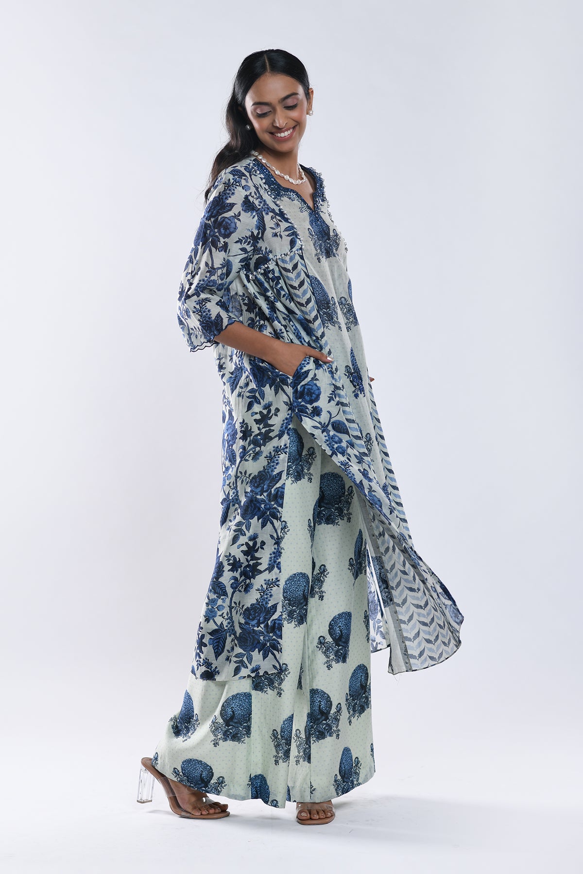Chandni Blue Sequin Kalidaar Kurta