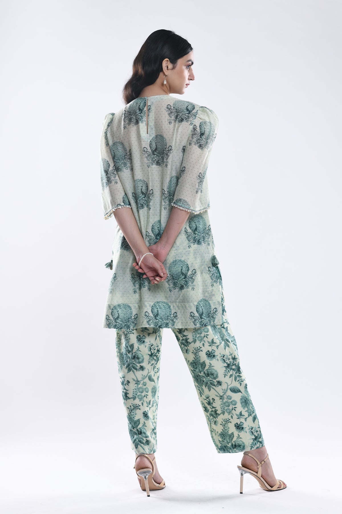 Chandni Sage Green Floral 3D York Kurta Set