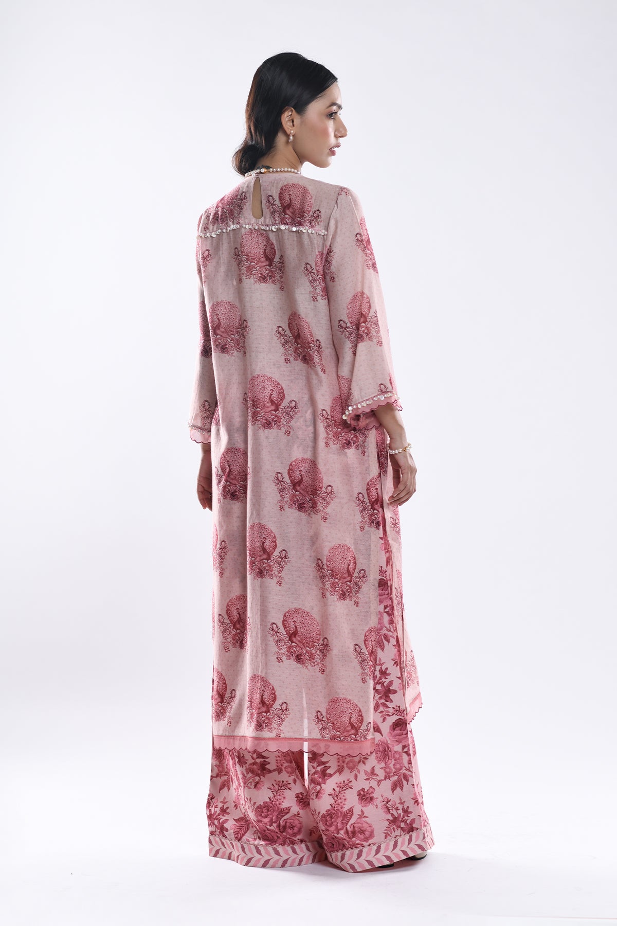 Chandni Pink Floral Jaali Kurta Set