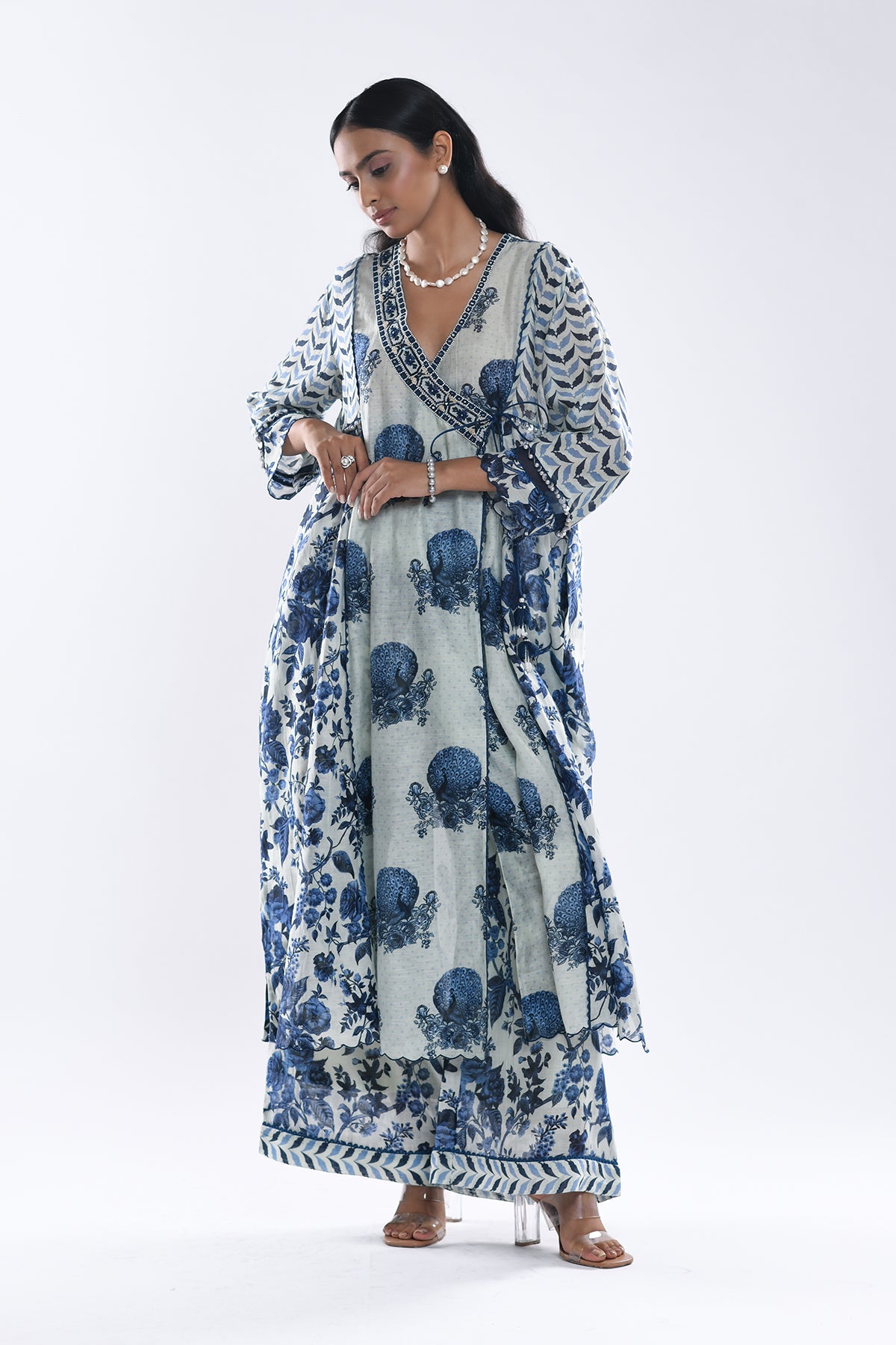 Chandni Blue Angrakha Kurta Set