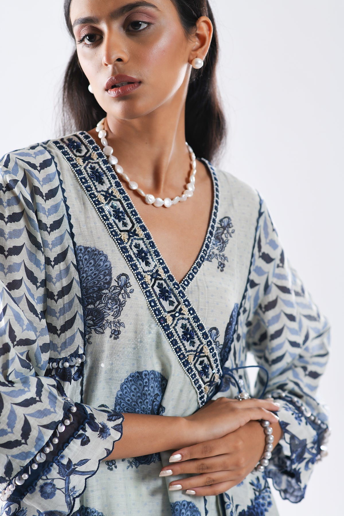 Chandni Blue Angrakha Kurta Set