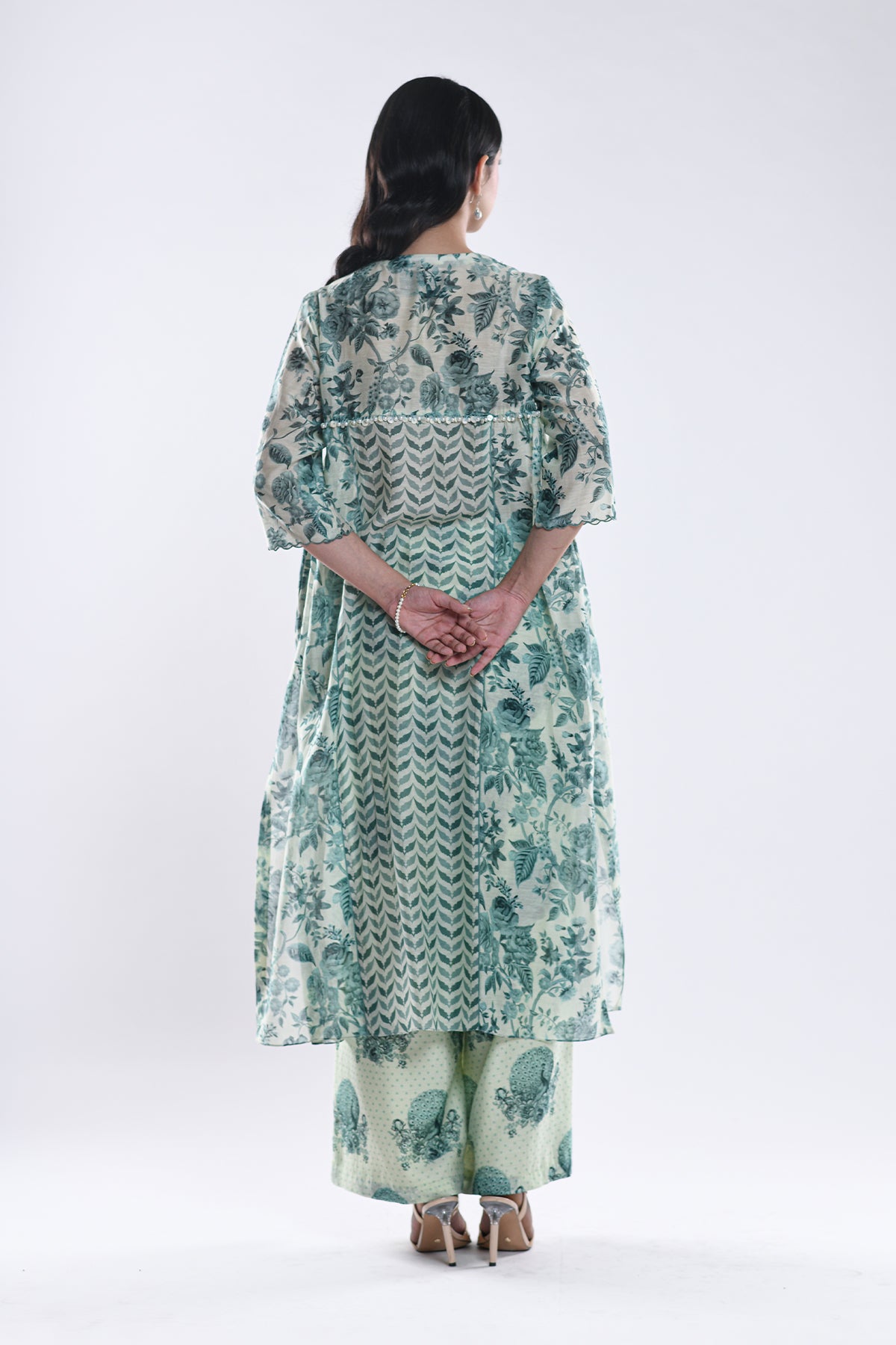 Chandni Sage Green Sequin Kalidaar Kurta