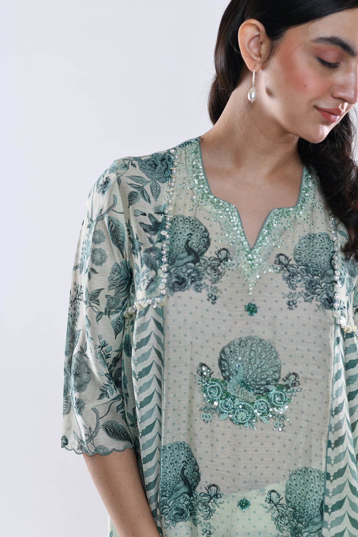 Chandni Sage Green Sequin Kalidaar Kurta