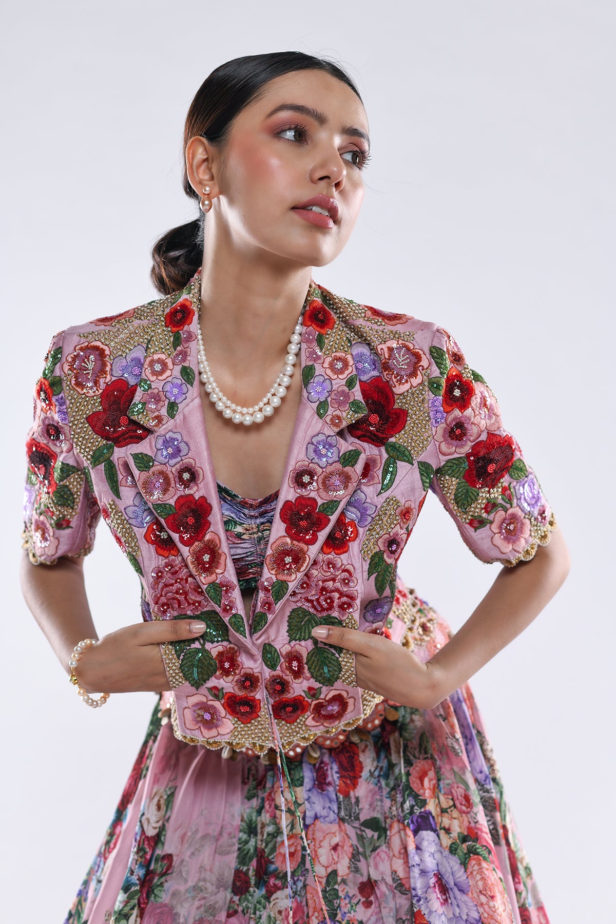 Crop Blazer And Lehenga Set